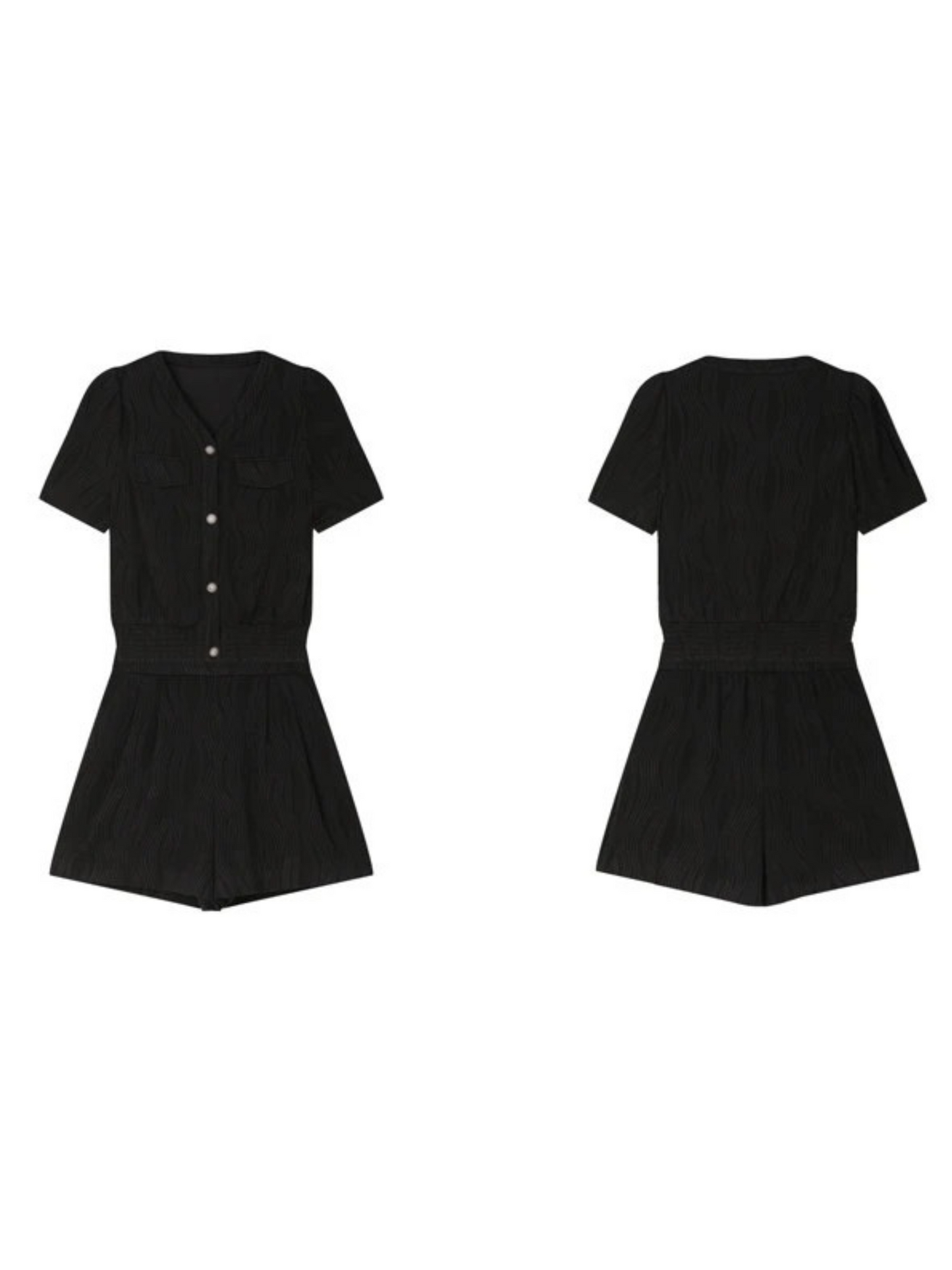 Conjunto Camisa Texturizada e Calções Cintura Alta