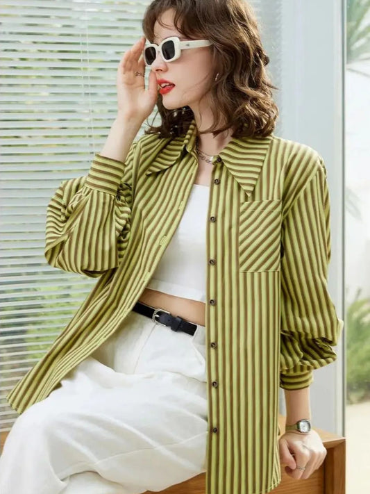 Camisa de Manga Longa com Listras
