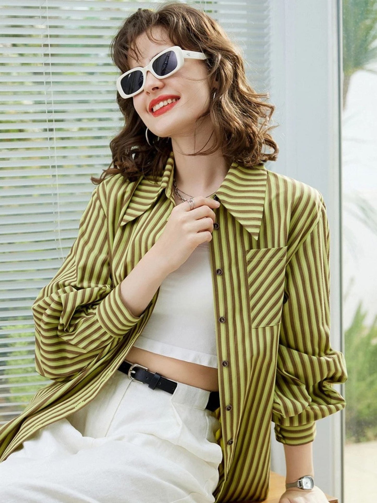 Camisa de Manga Longa com Listras