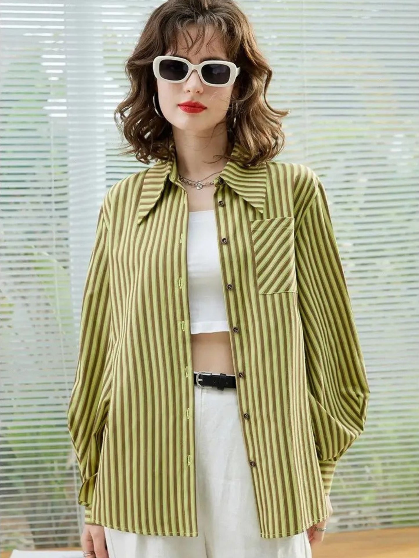 Camisa de Manga Longa com Listras