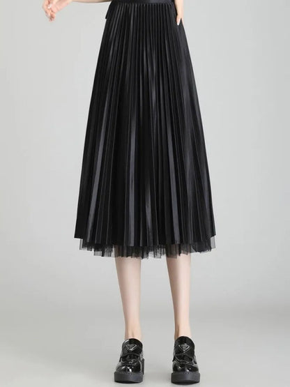 Saia de chiffon de camadas com cintura alta