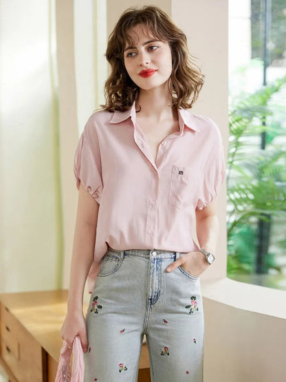 Camisa de Manga Curta com Bordado